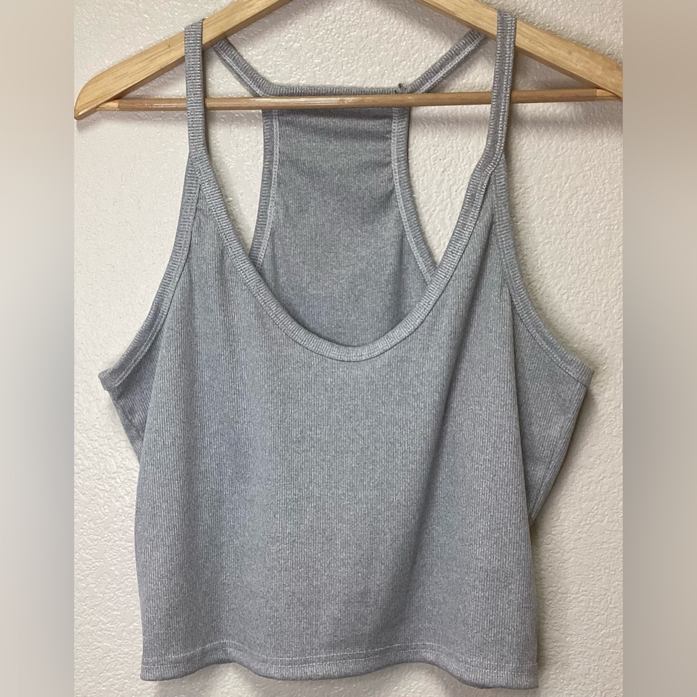 Silver racerback tank shiny